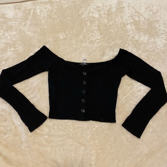 Off Shoulder Crop Top Longsleeve - Picture 1 of 3